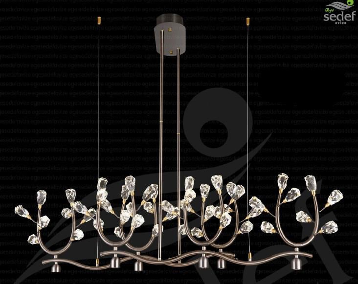 Kristal Avize Metal Kollu Kristal Avize Yemek Masası 16lı Metal Kollu Kristal Avize Yemek Masası 16lı