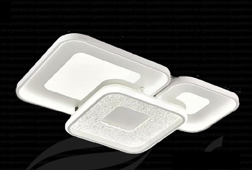 Plafonyer Avize Modern 3’lü Kare LED Tavan Avizesi Beyaz 650x450 mm Salon Avize Modeli Modern LED Tavan Avizesi 3'lü Kare Tasarım Plafonyer Avize