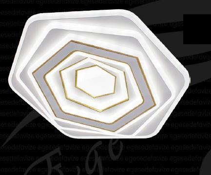 Plafonyer Avize Modern Altıgen LED Plafonyer Gold Detaylı Krem Tavan Lambası Modern LED  Altıgen Gold Detaylı Plafonyer Avize