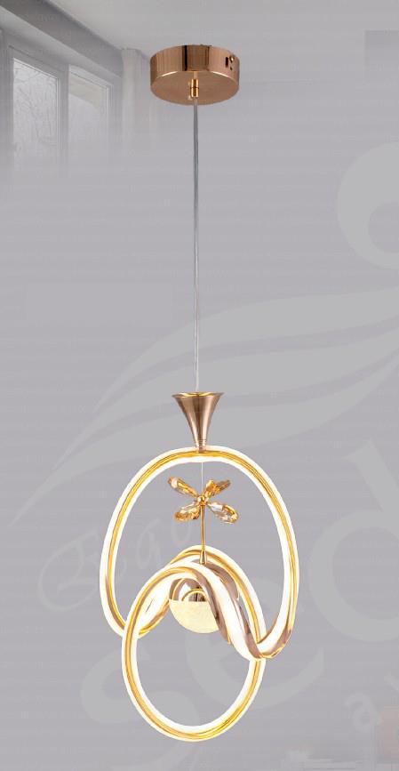 Ledli Avize  Modern Gold LED Sarkıt Avize Halka Tasarım Dekoratif Avize Modern LED Sarkıt Halka Tasarım Avize Gold