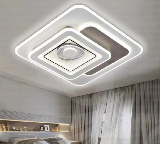 Plafonyer Avize Modern Kare LED Asma Tavan Modeli | Katmanlı Işıklı Tavan Dekoru Modern Yumuşak Köşeli Kare LED Plafonyer Avize