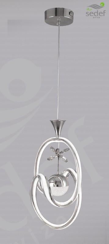 Ledli Avize  Modern Krom LED Sarkıt Avize Halka Tasarım Dekoratif Avize Modern LED Sarkıt Halka Tasarım Avize Krom 