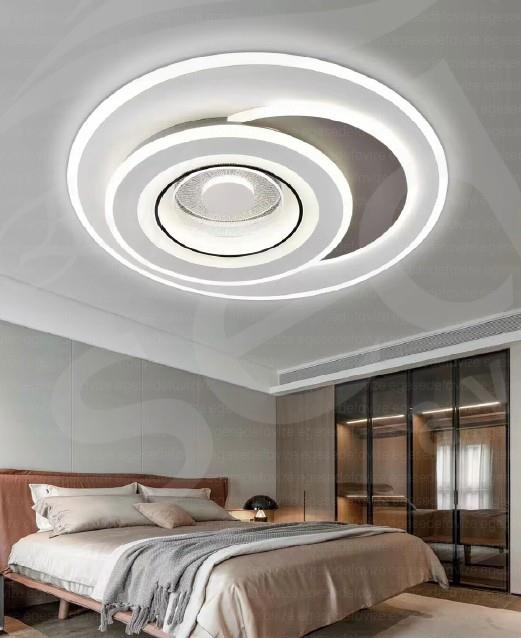 Plafonyer Avize Modern LED Halkalı Avize 3 Katmanlı Dairesel Beyaz Salon Yatak Odası Tavan Aydınlatma Modern LED 3 Halkalı Plafonyer Avize