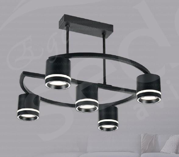 Plafonyer Avize Modern LED Plafonyer – Siyah 5'li Modern LED Plafonyer Tavan Avizesi