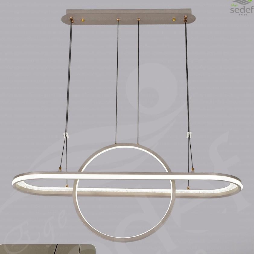 Sarkıt Avize Modern Lineer Halka Şampanya Gold LED Avize Modern Lineer Halka Şampanya Gold LED Avize