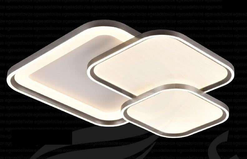 Plafonyer Avize Nova 3’lü LED Plafonyer – Şampanya Gold Modern Şampanya Gold Kare Form Plafonyer Avize