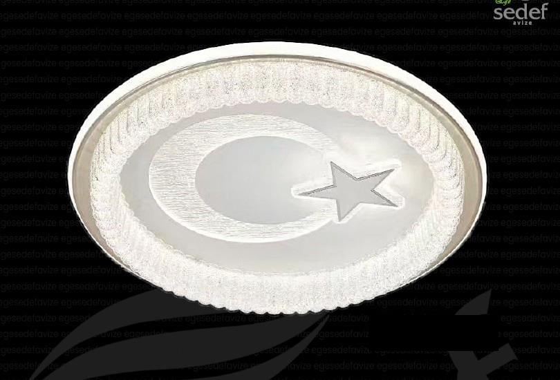 Plafonyer Avize Yuvarlak Ay Yıldız Detaylı LED Plafonyer Beyaz Dekoratif Tavan Lambası 50 cm Yuvarlak Ay Yıldız Detaylı LED Plafonyer Avize