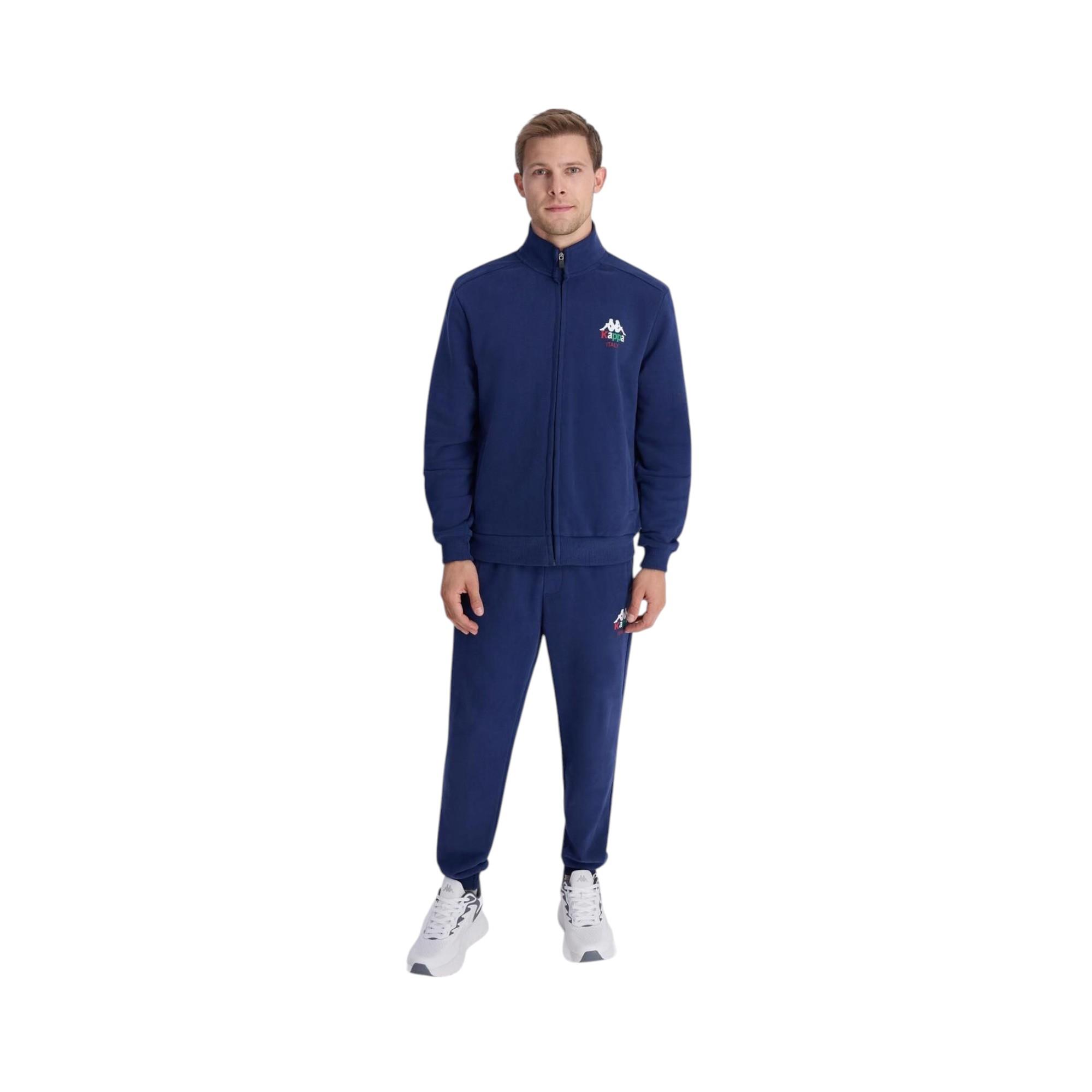 Authentic İtaly Full Zip Erkek Mavi Comfort Fit Fermuarlı Eşofman Üstü