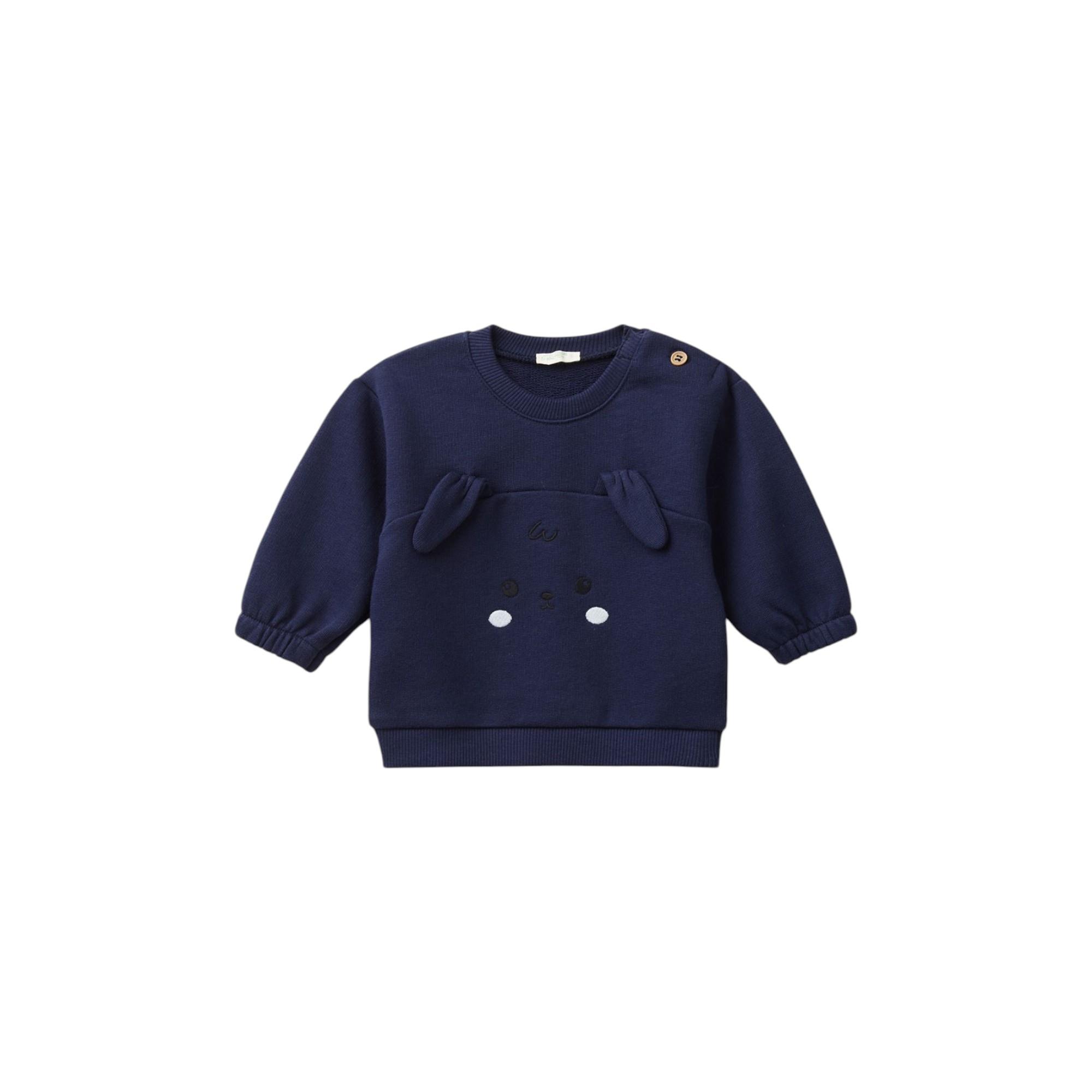Bebek Önü Kulak Detaylı Omzu Düğmeli Bisiklet Yaka Sweatshirt