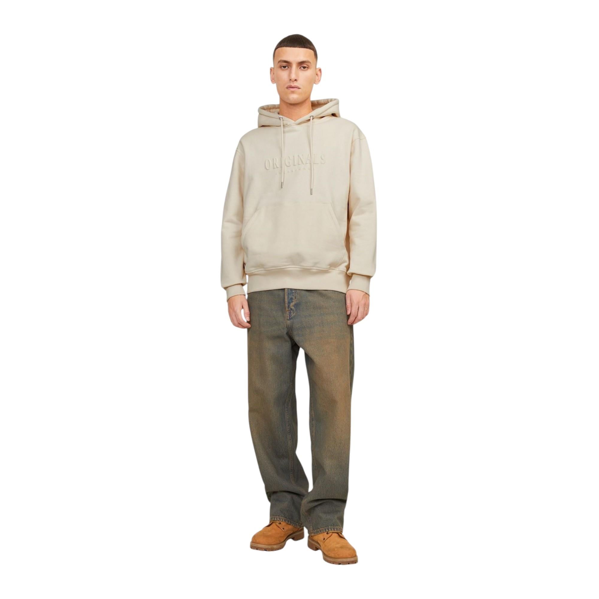 Erkek Kapüsonlu Gögüs Logo Baskili Sweatshirt 