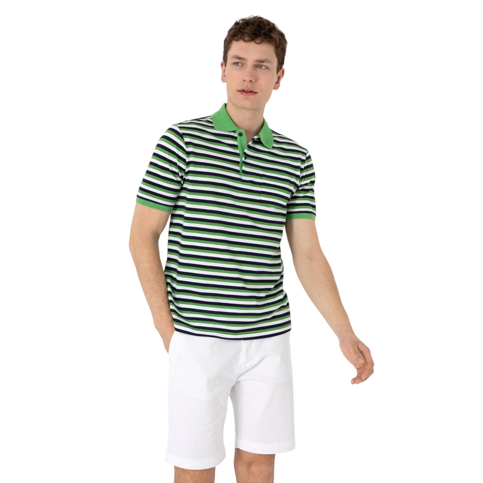 Erkek Regular Fit Polo Yaka Çizgili Tişört