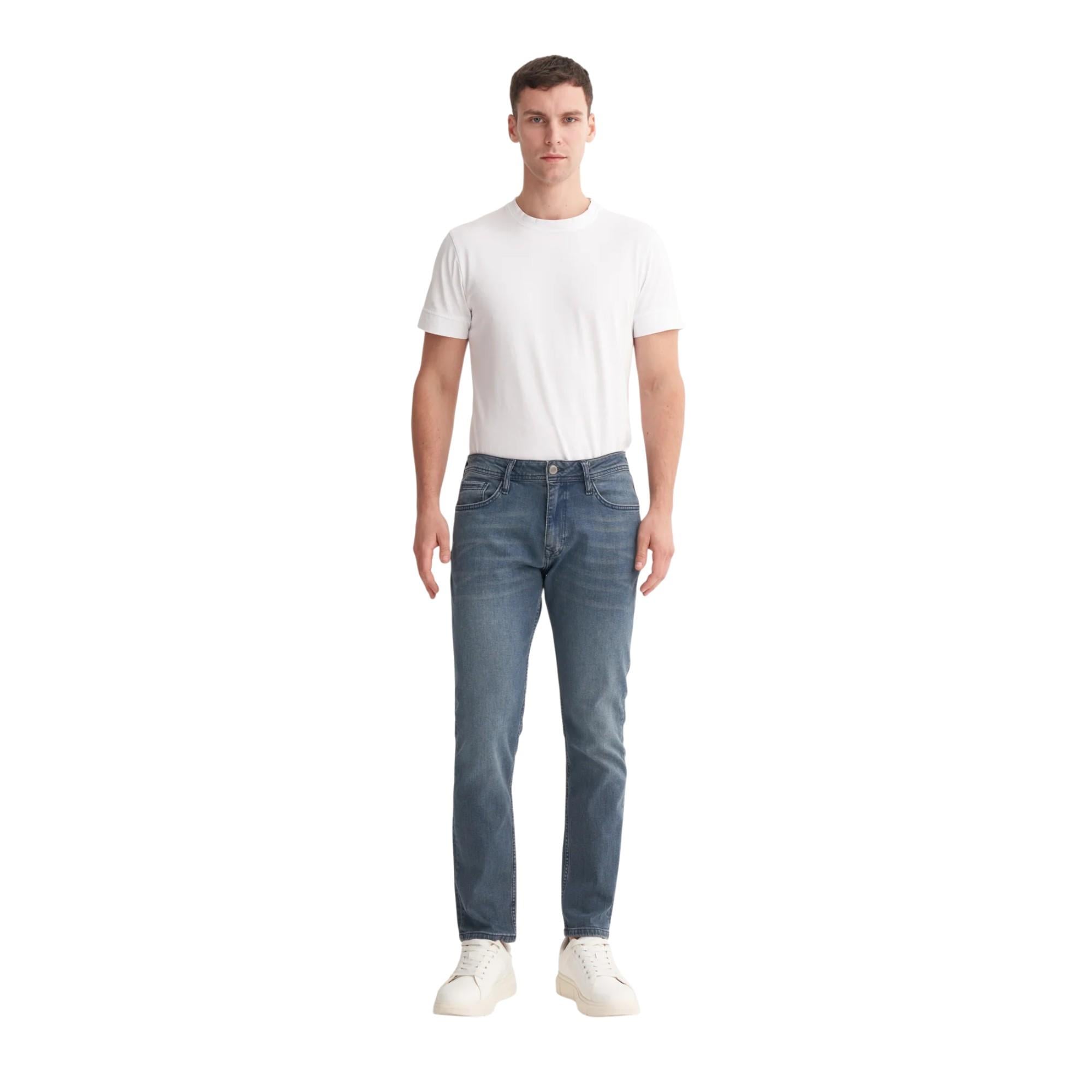 Erkek Terry Normal Bel Slim Fit Boru Paça Jean Pantolon