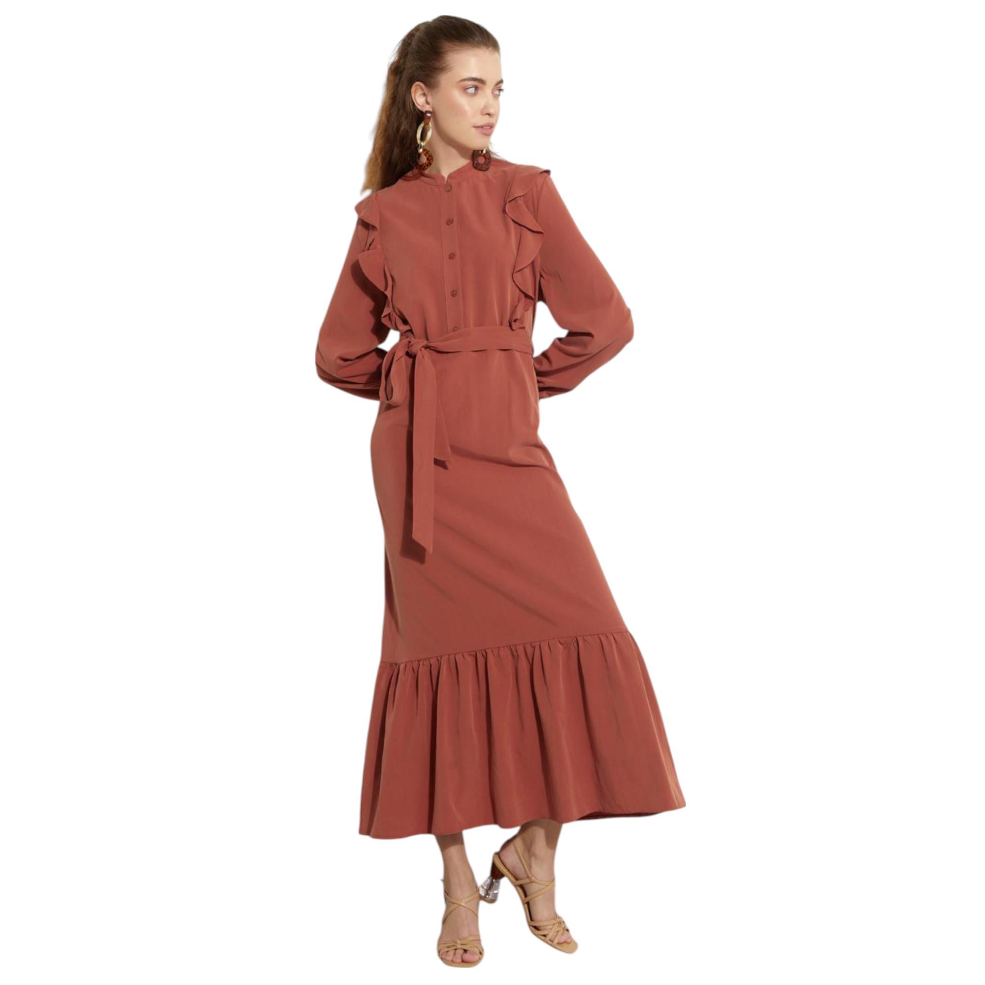 Farbalalı Katlı Elbise KAY.VV-A23-93005
