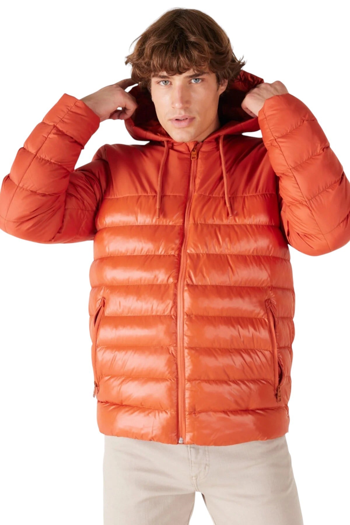 Kapüşonlu Fermuarlı Regular Fit Şişme Mont Erkek MONT W232008 700