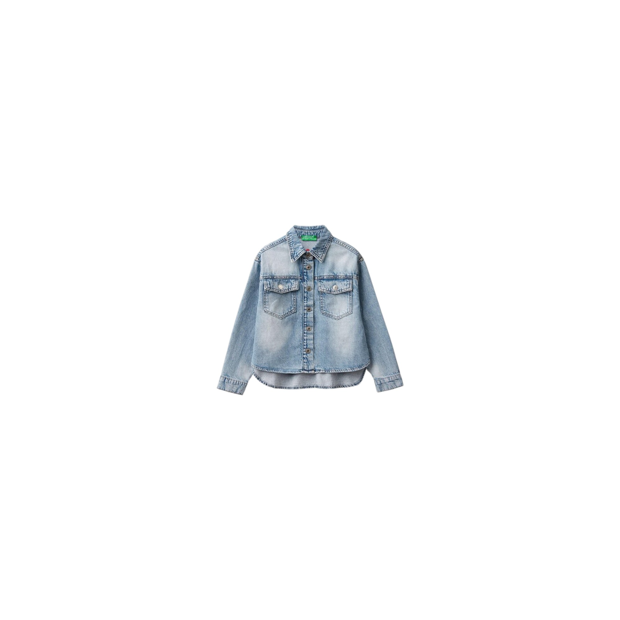 Kız Çocuk Açık Denim Göğüs Cepli Gömlek