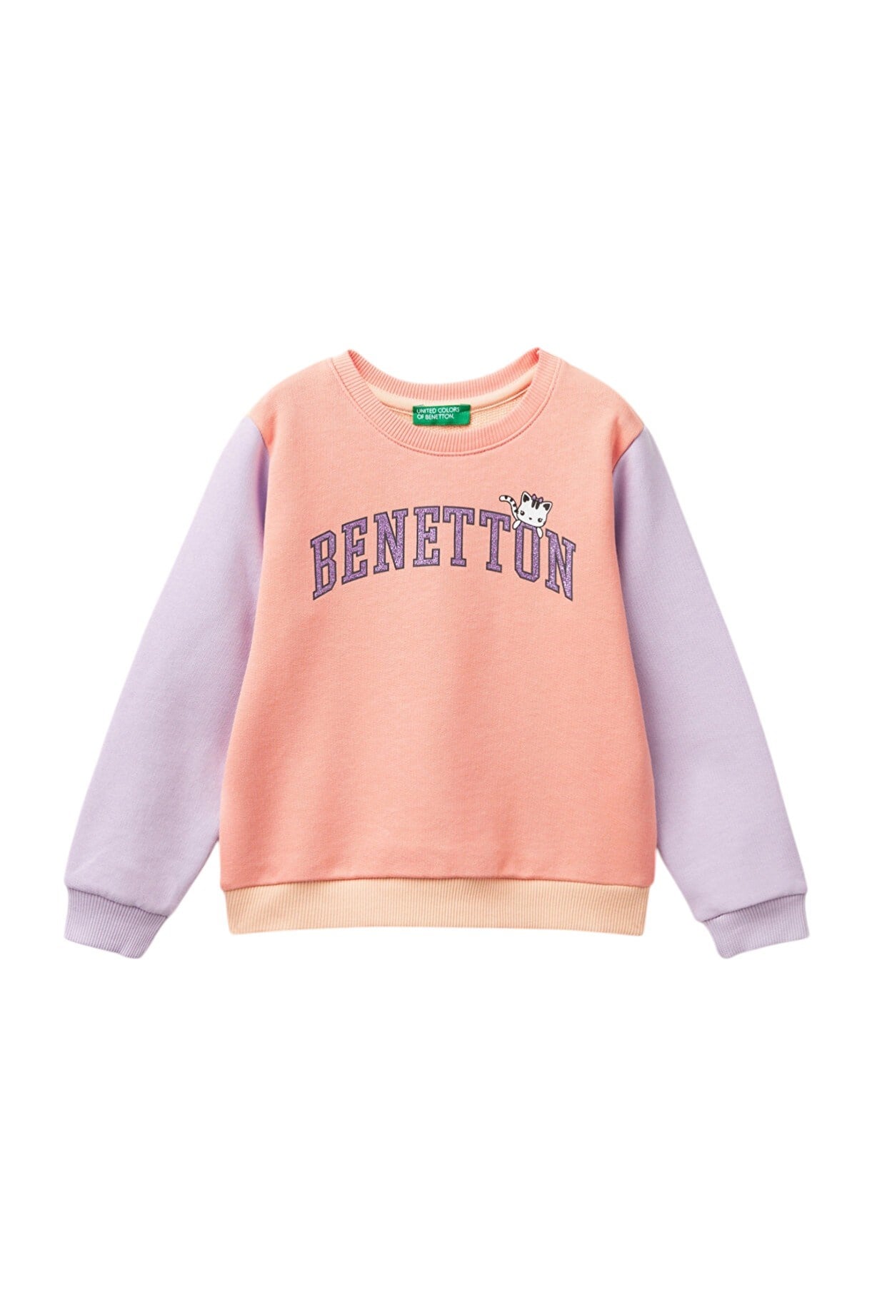 Kız Çocuk Önü Simli Logo Baskılı Normal Kesim Bisiklet Yaka Sweatshirt