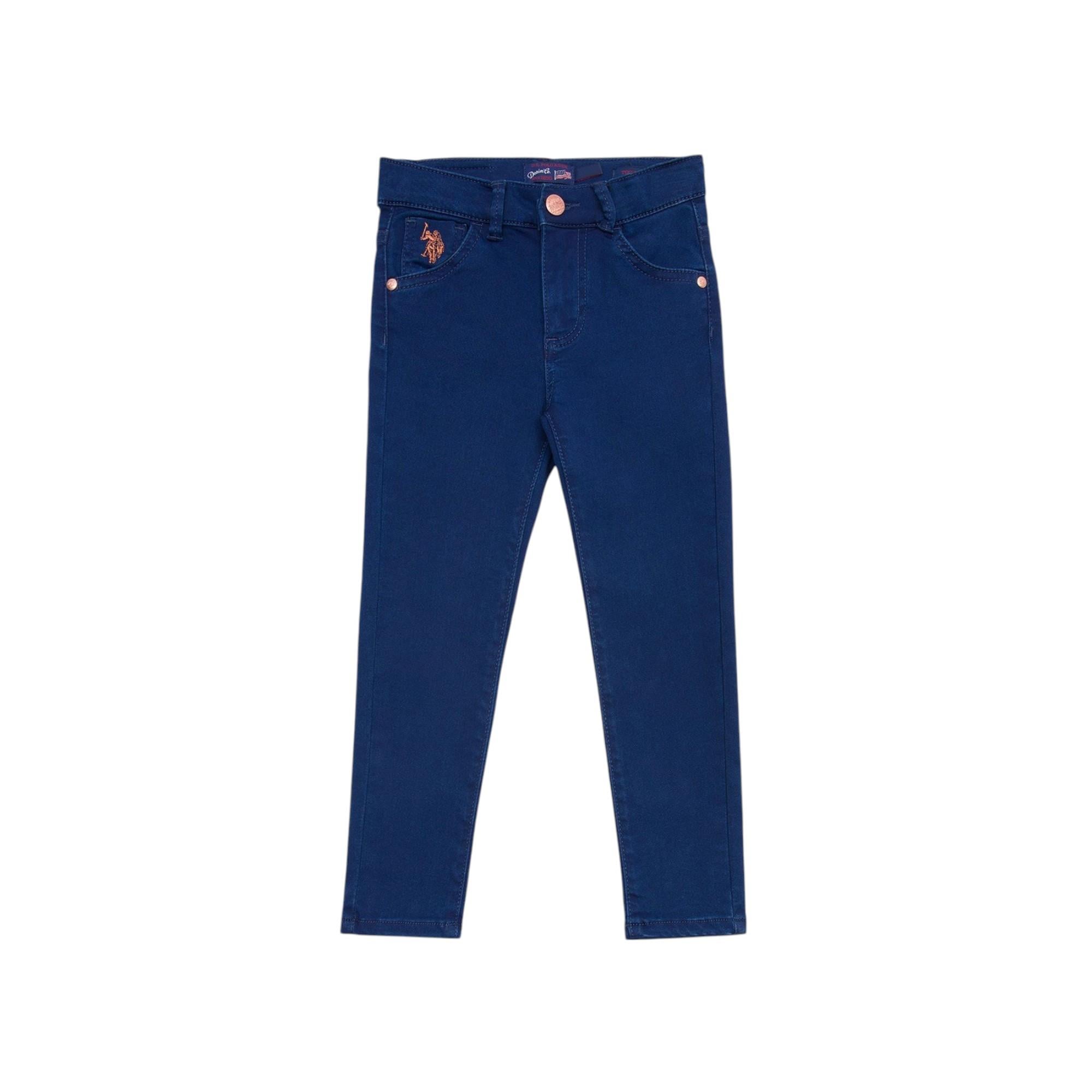 Normal Bel Mavi Kız Çocuk Denim Pantolon