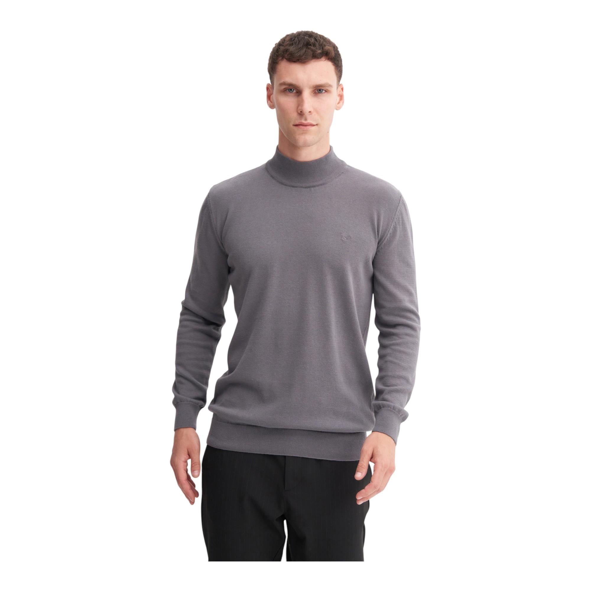 Slim Fit Pamuk Kumaş Basic Yarım Balıkçı Kazak