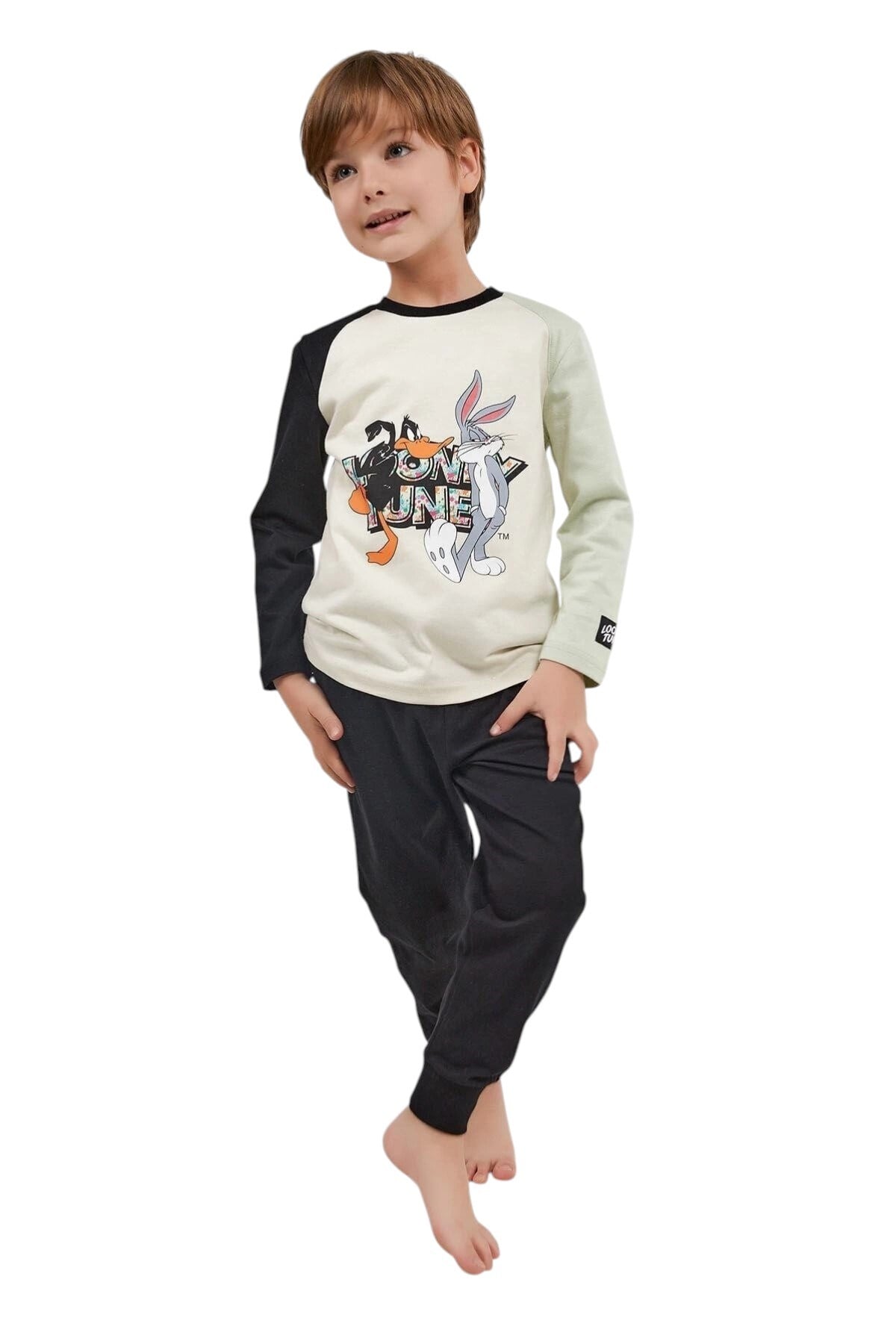 TAKIMLisanslı Ekru Erkek Çocuk Uzun Kol Pijama Takım