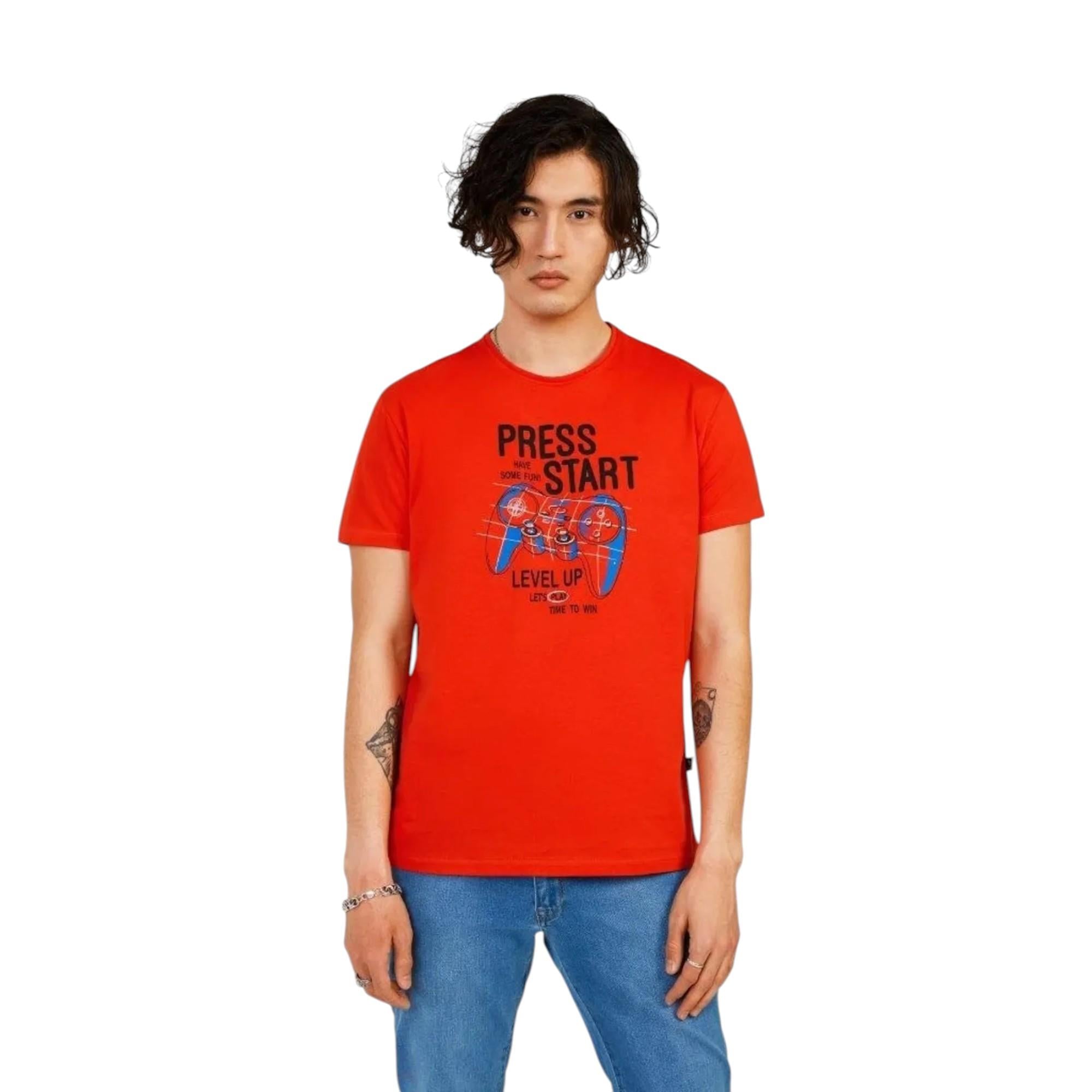  Bisiklet Yaka Baskılı Erkek T-shirt Tc7123