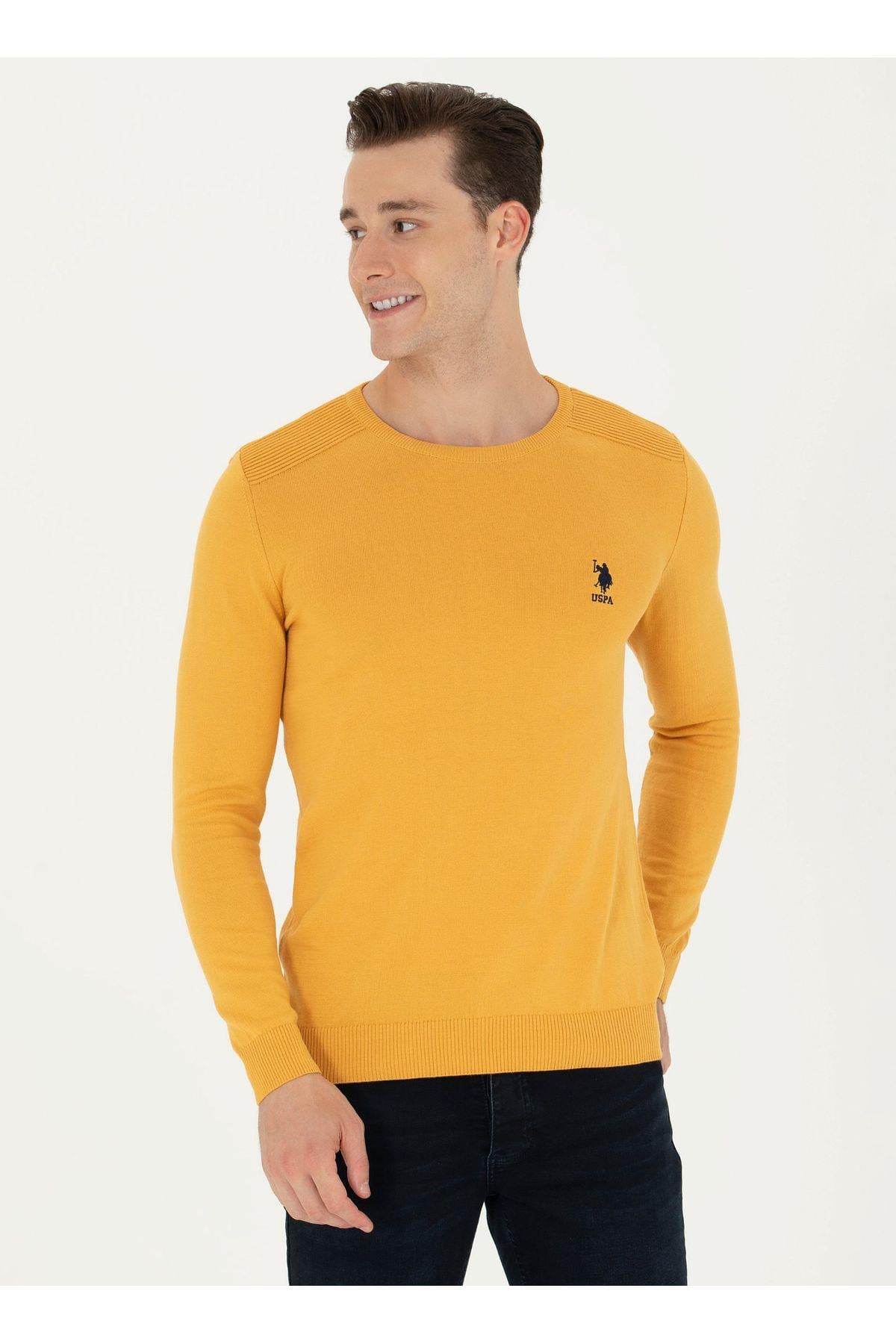 U.S. Polo Assn. Bisiklet Yaka Slim Fit Hardal Erkek Kazak TD01-BSK23
