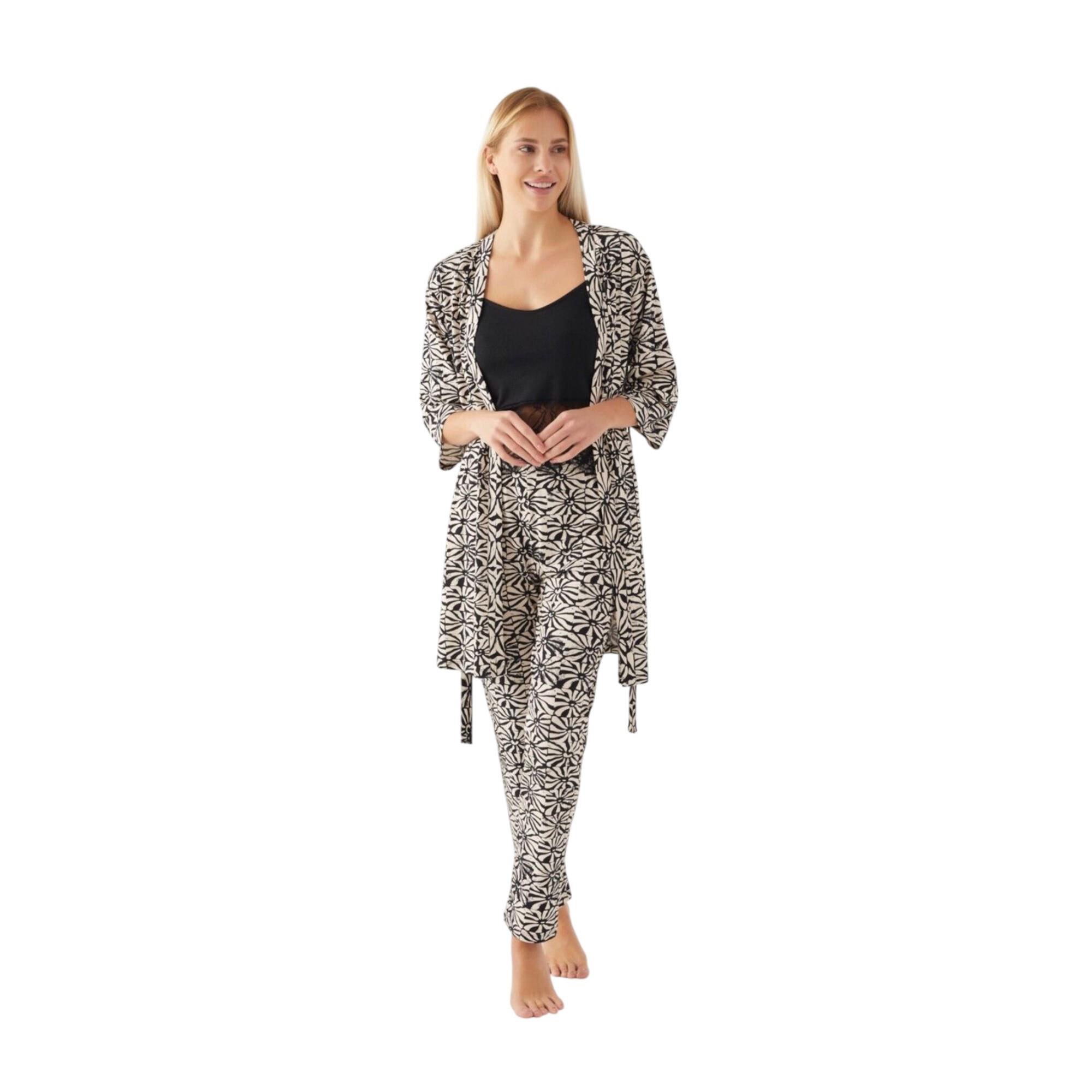 Arched Siyah Kadın Kısa Kol Pijama Takımı