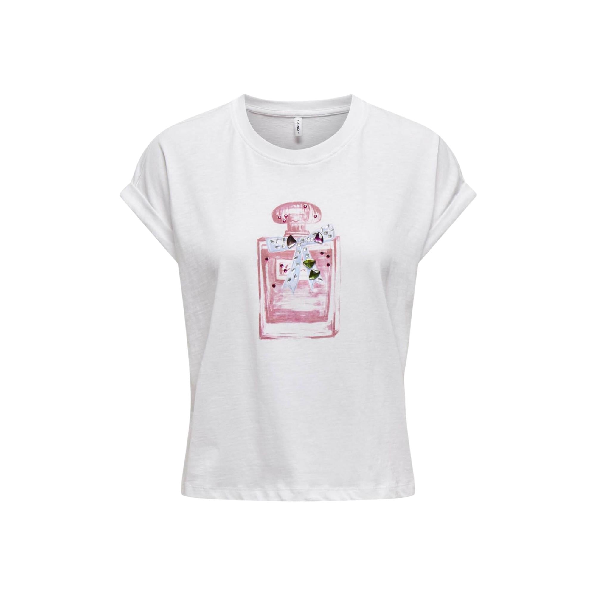 Beyaz Kadın Bisiklet Yaka T-shirt