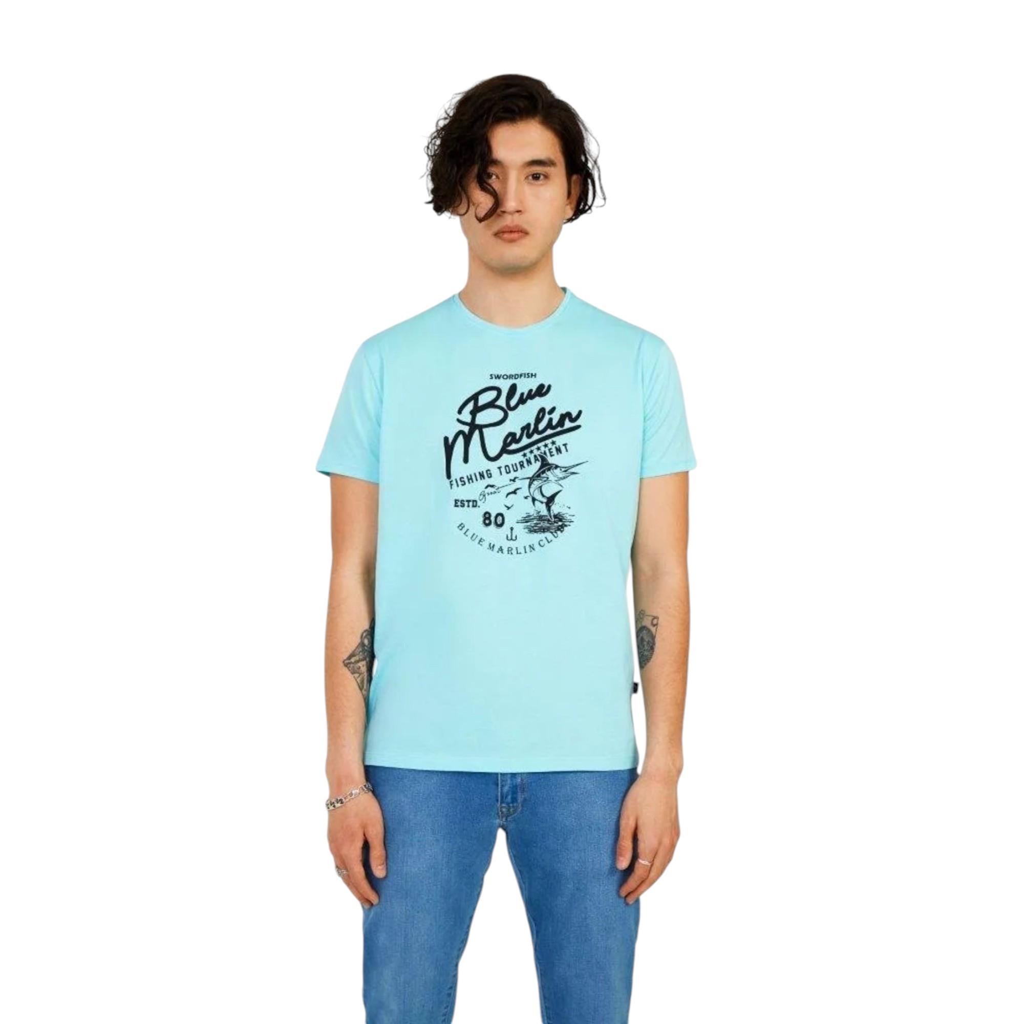 Bisiklet Yaka Baskılı Erkek T-shirt 