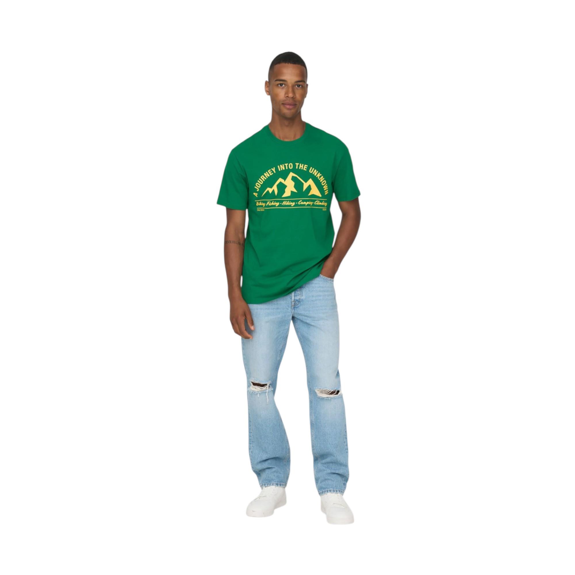 Bisiklet Yaka Baskılı Erkek T-Shirt