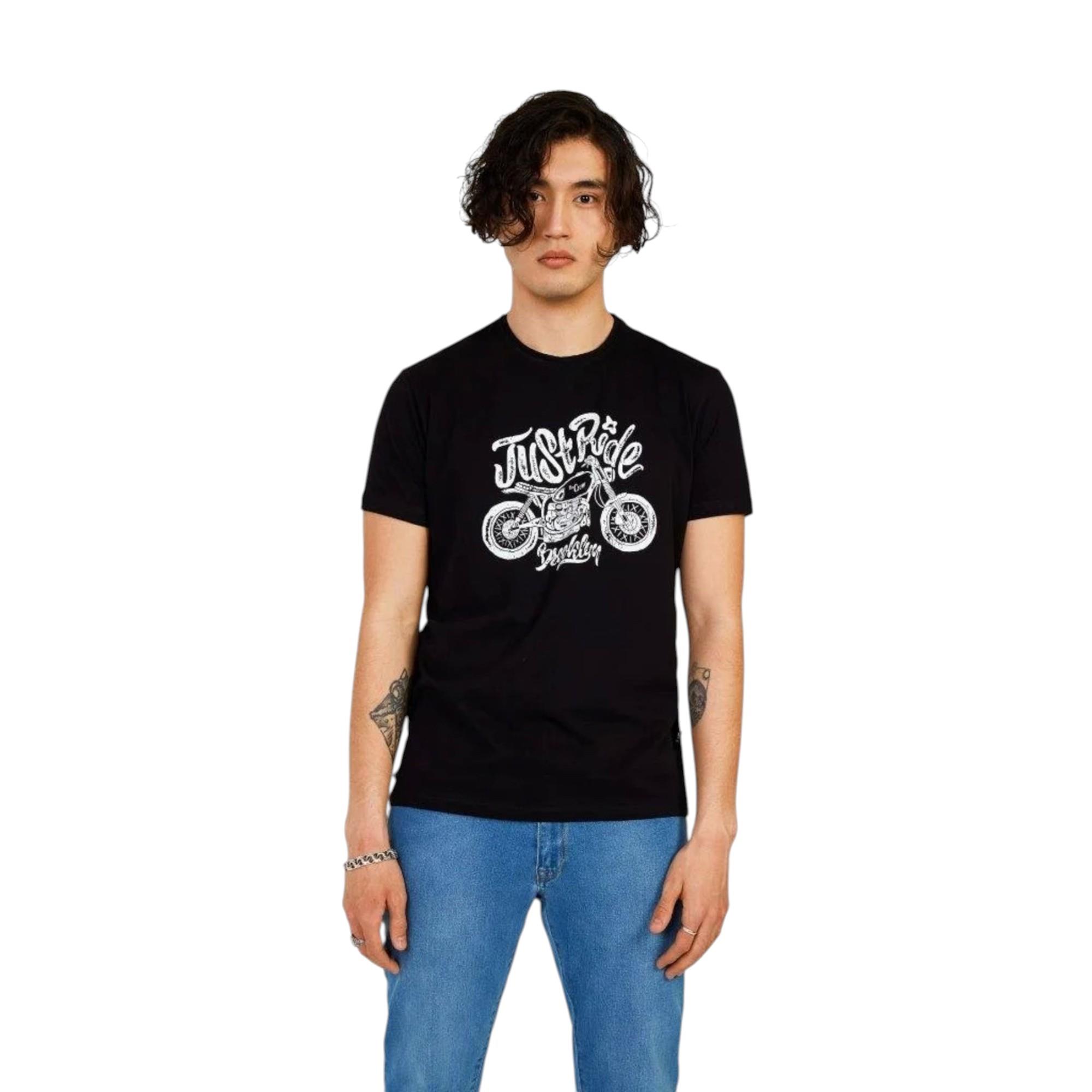 Bisiklet Yaka Baskılı Erkek T-shirt Tc7121