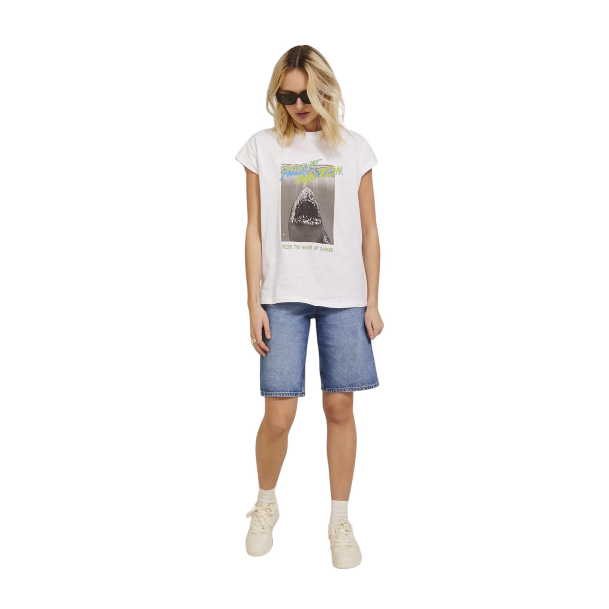 Bisiklet Yaka Baskılı Kadın T-shirt 12234665
