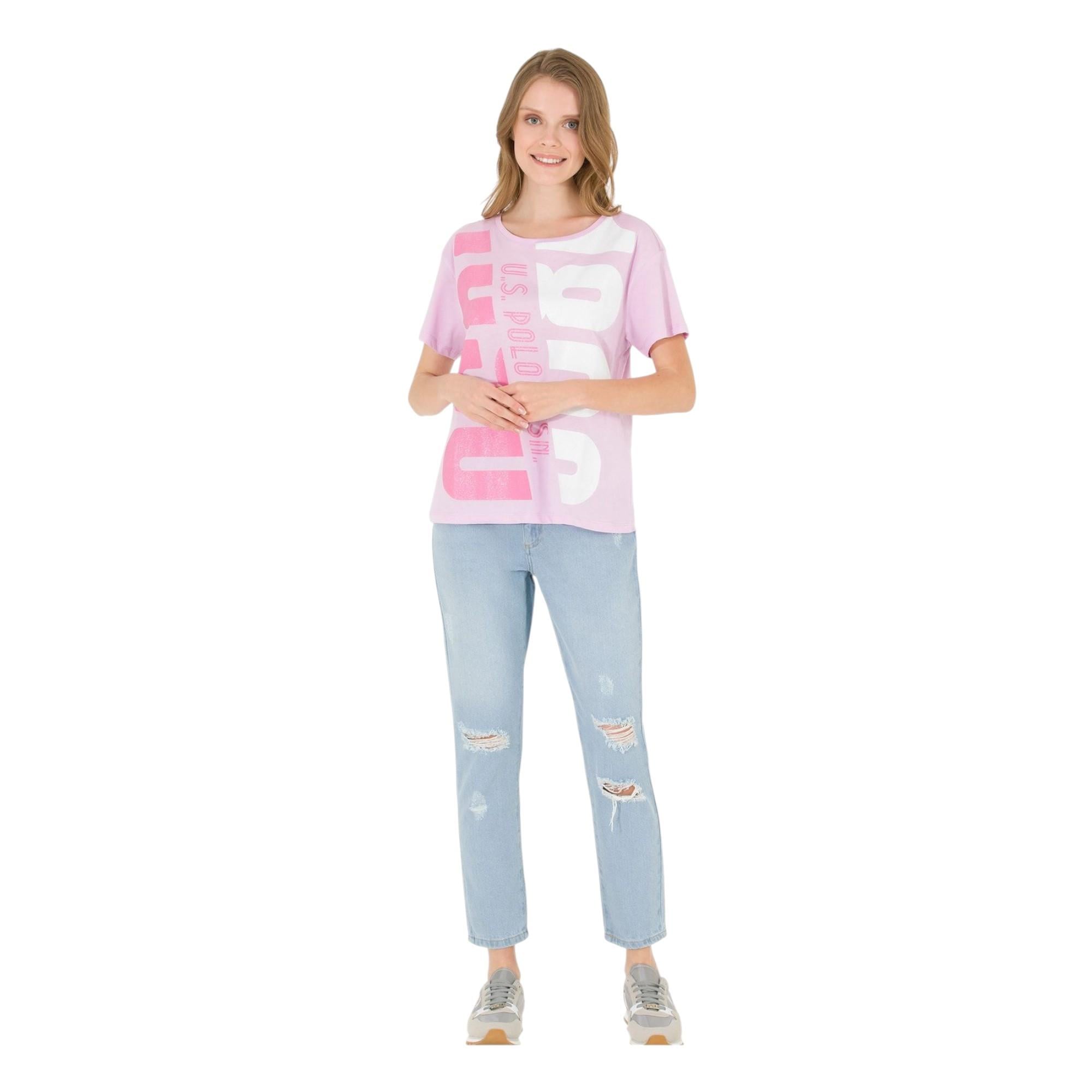 Bisiklet Yaka Baskılı  Kadın T-shirt