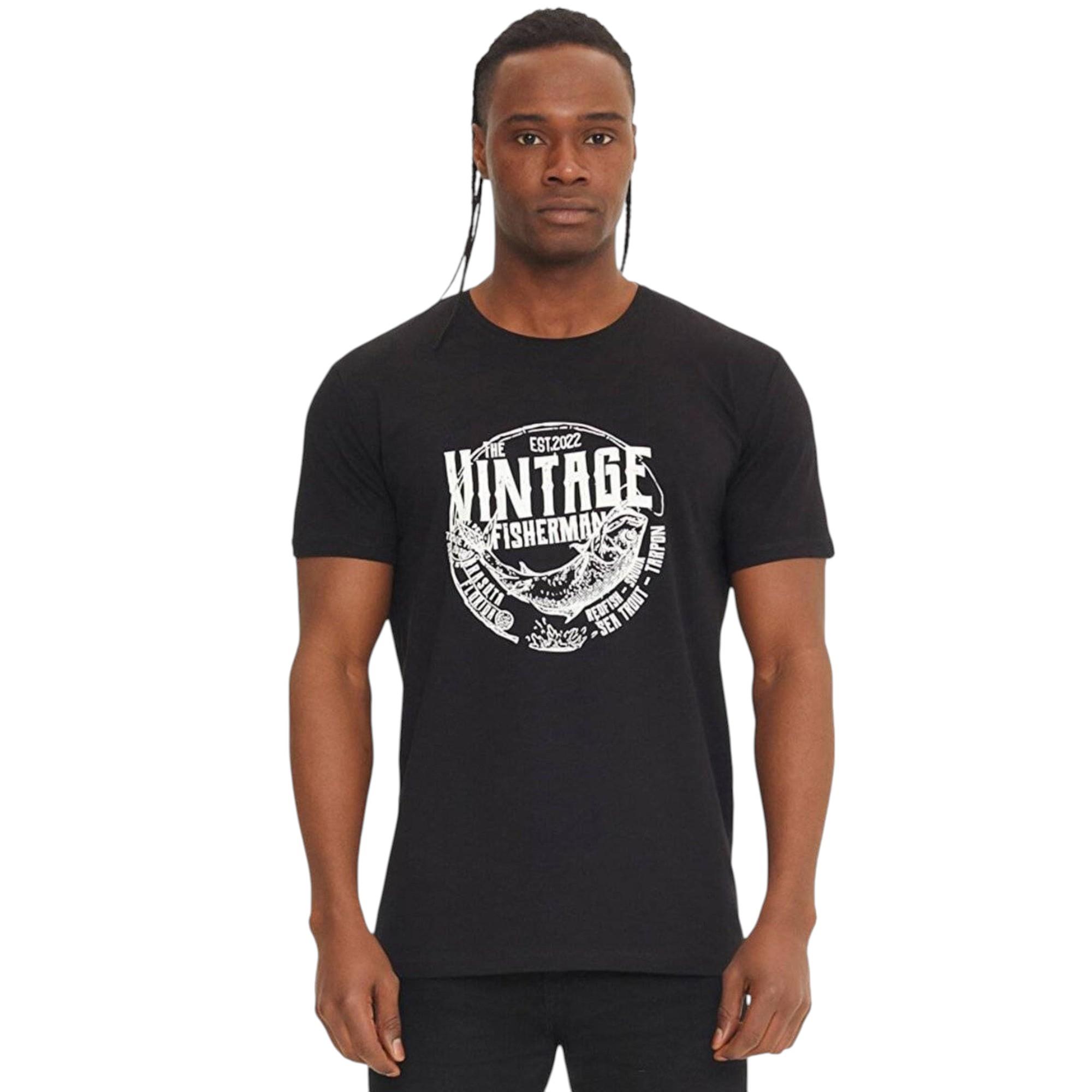Erkek Baskılı Bisiklet Yaka T-shirt