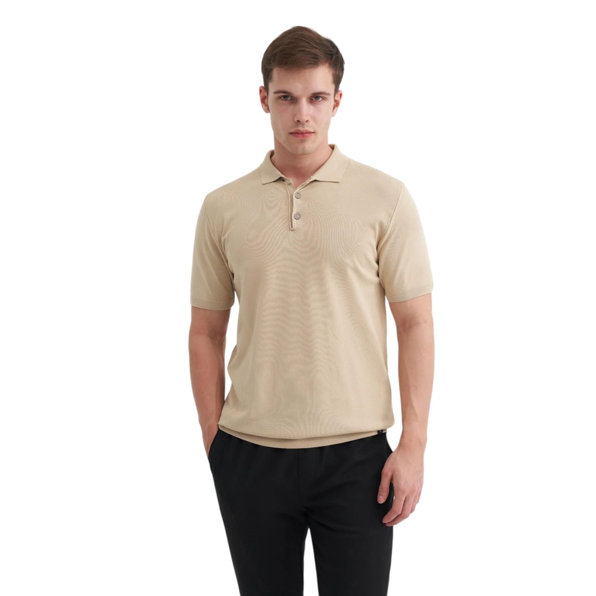Erkek Polo Yaka Regular Fit Düğmeli Triko Tişört 3038