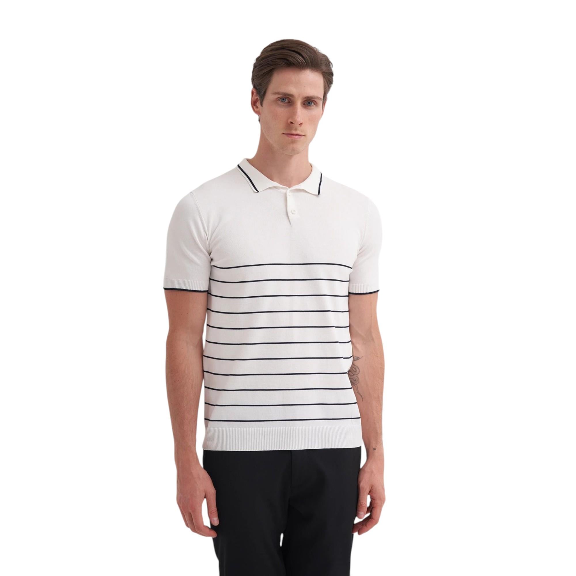 Erkek Regular Fit Polo Yaka Triko Tişört 3012