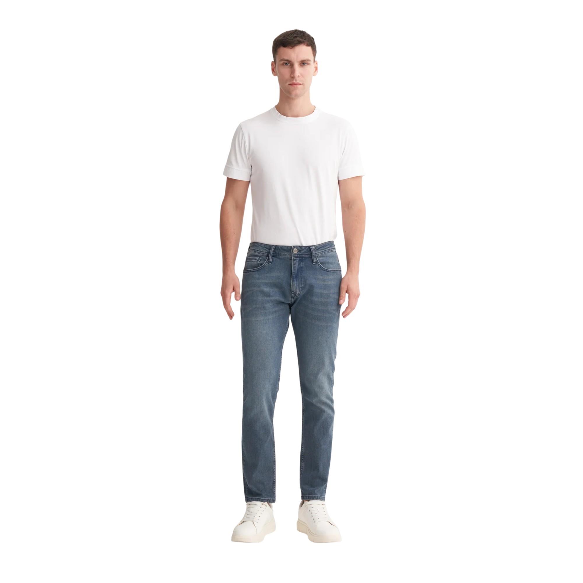 Erkek Terry Normal Bel Slim Fit Boru Paça Jean Pantolon