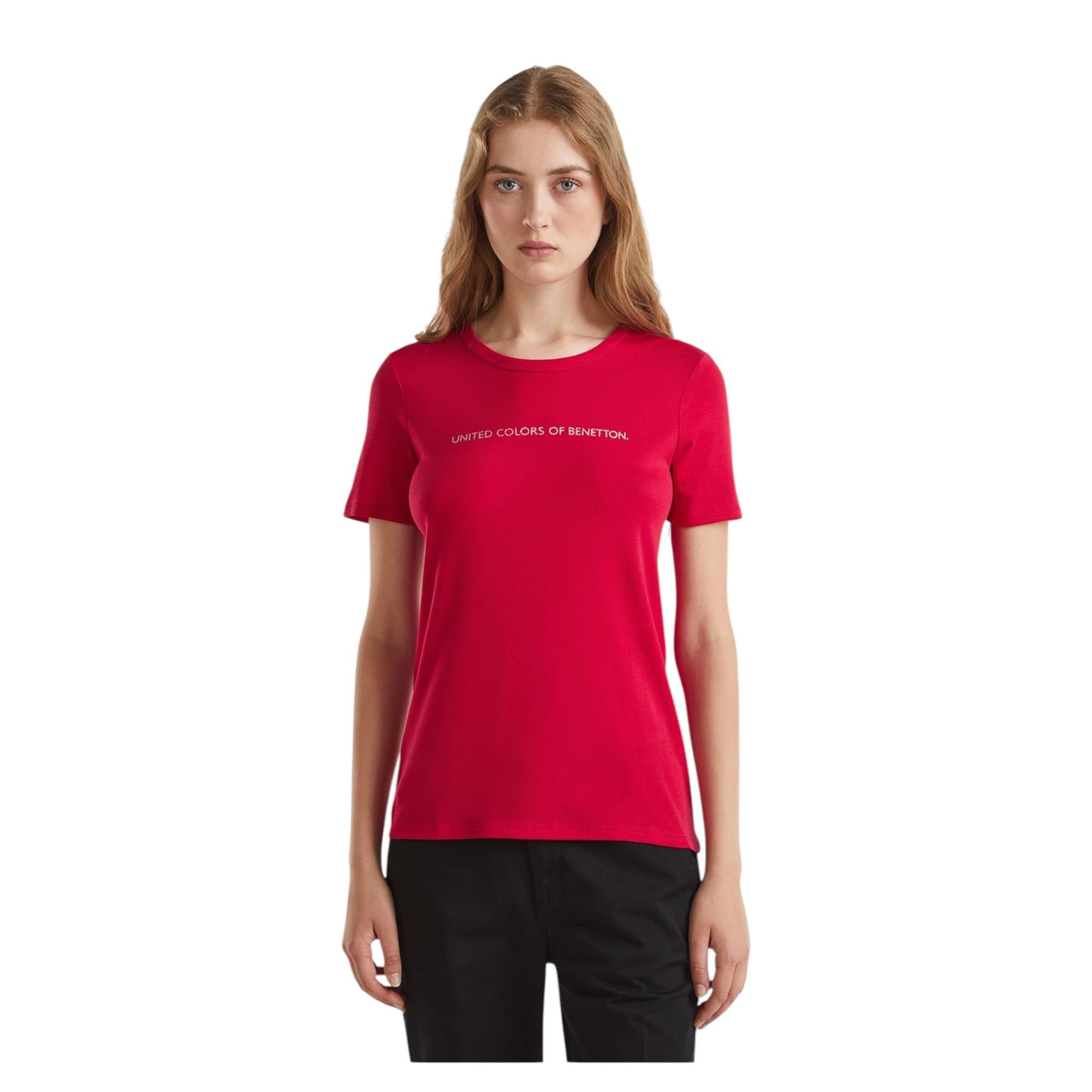 Kadın Benetton Yazılı Basic T-Shirt