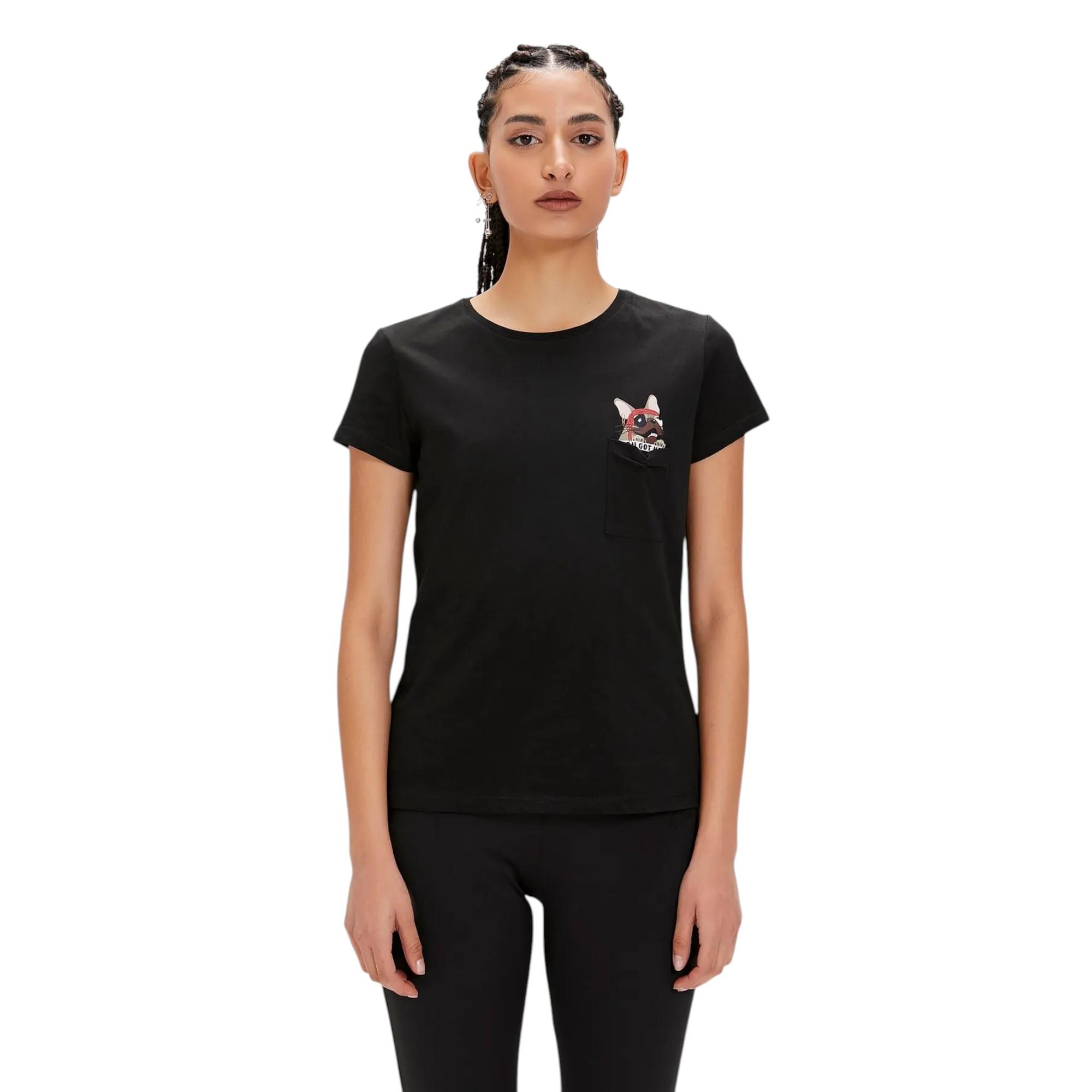 KADIN BİSİKLET YAKA CEPLİ T-SHIRT