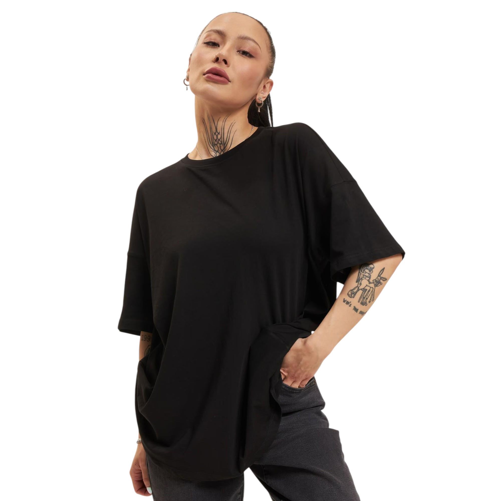 Kadın Bisiklet Yaka Oversize %100 Pamuk T-Shirt 15261790 