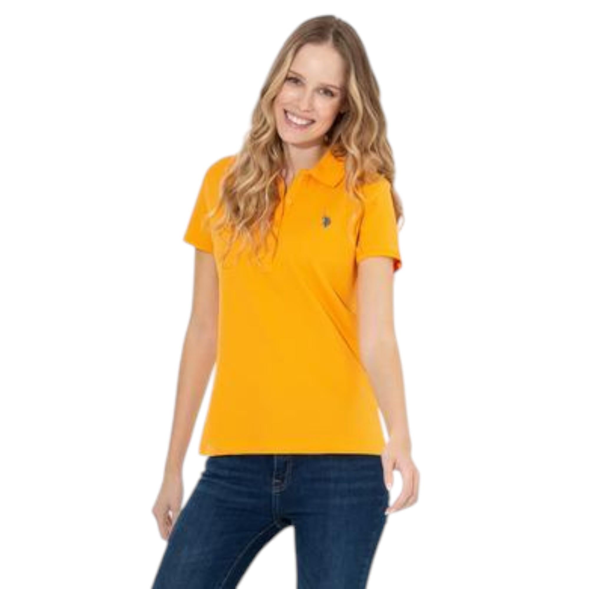 Kadın Sarı Basic Polo Yaka Tişört 359732