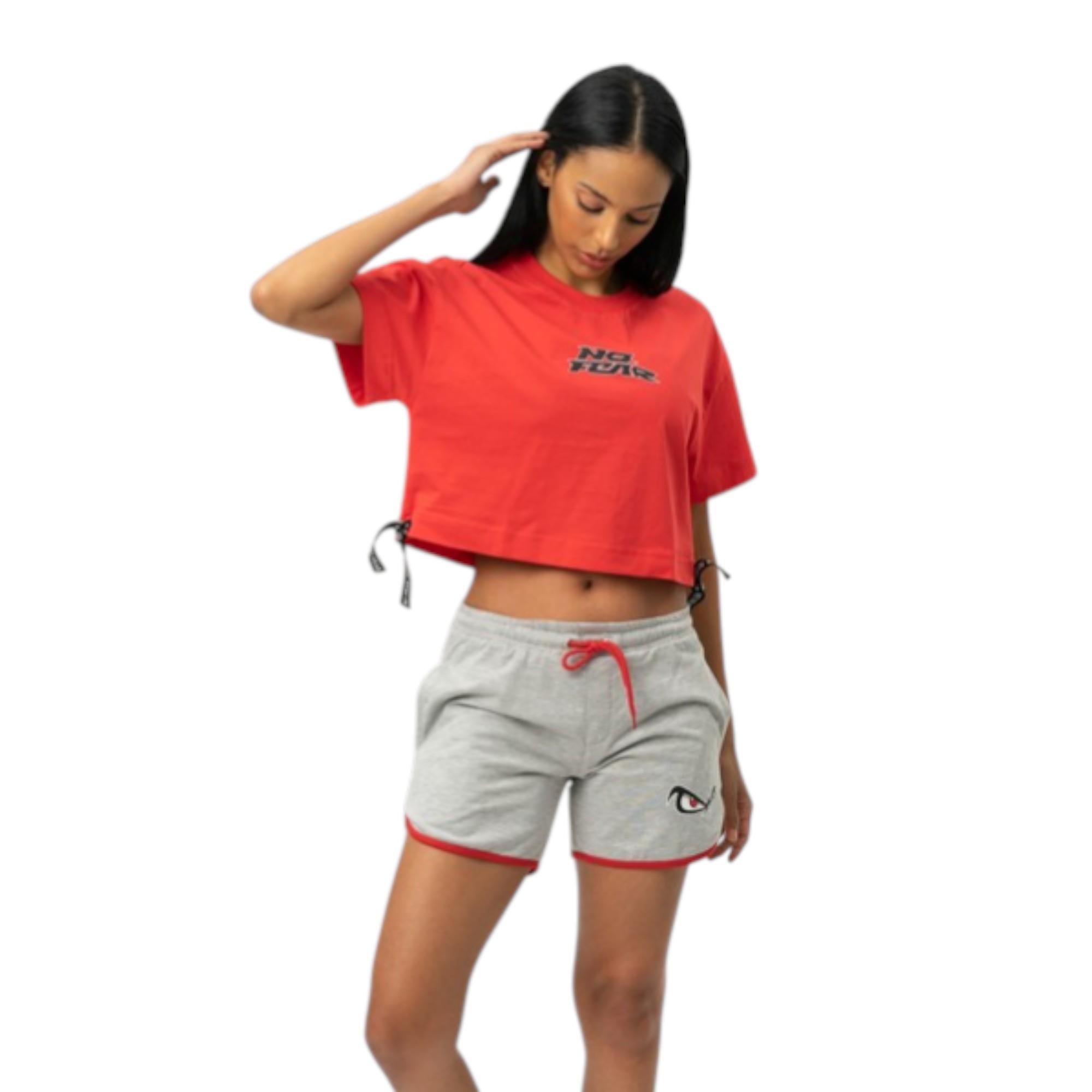 Kırmızı Bisiklet Yaka Kısa Kollu Crop