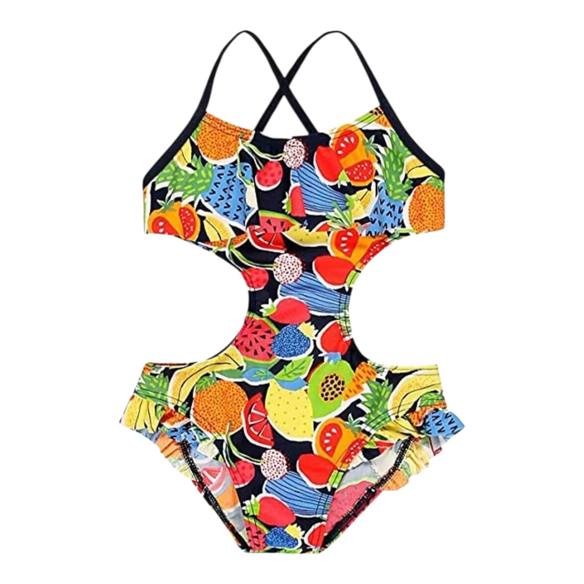 Kız Çocuk Mayo Meyve Desenli Çok Renkli