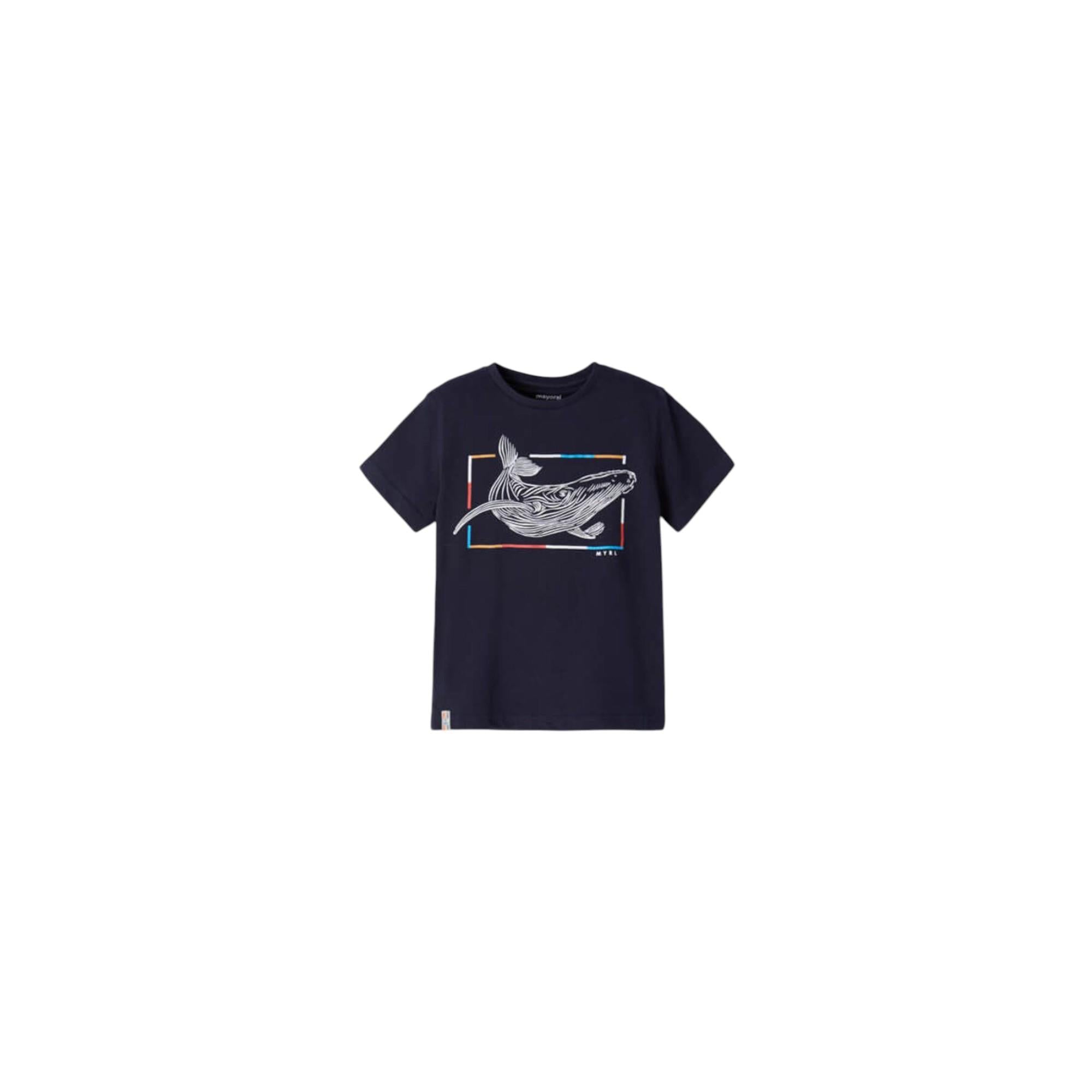 Lacivert Erkek Çocuk Balina Desenli T-shirt