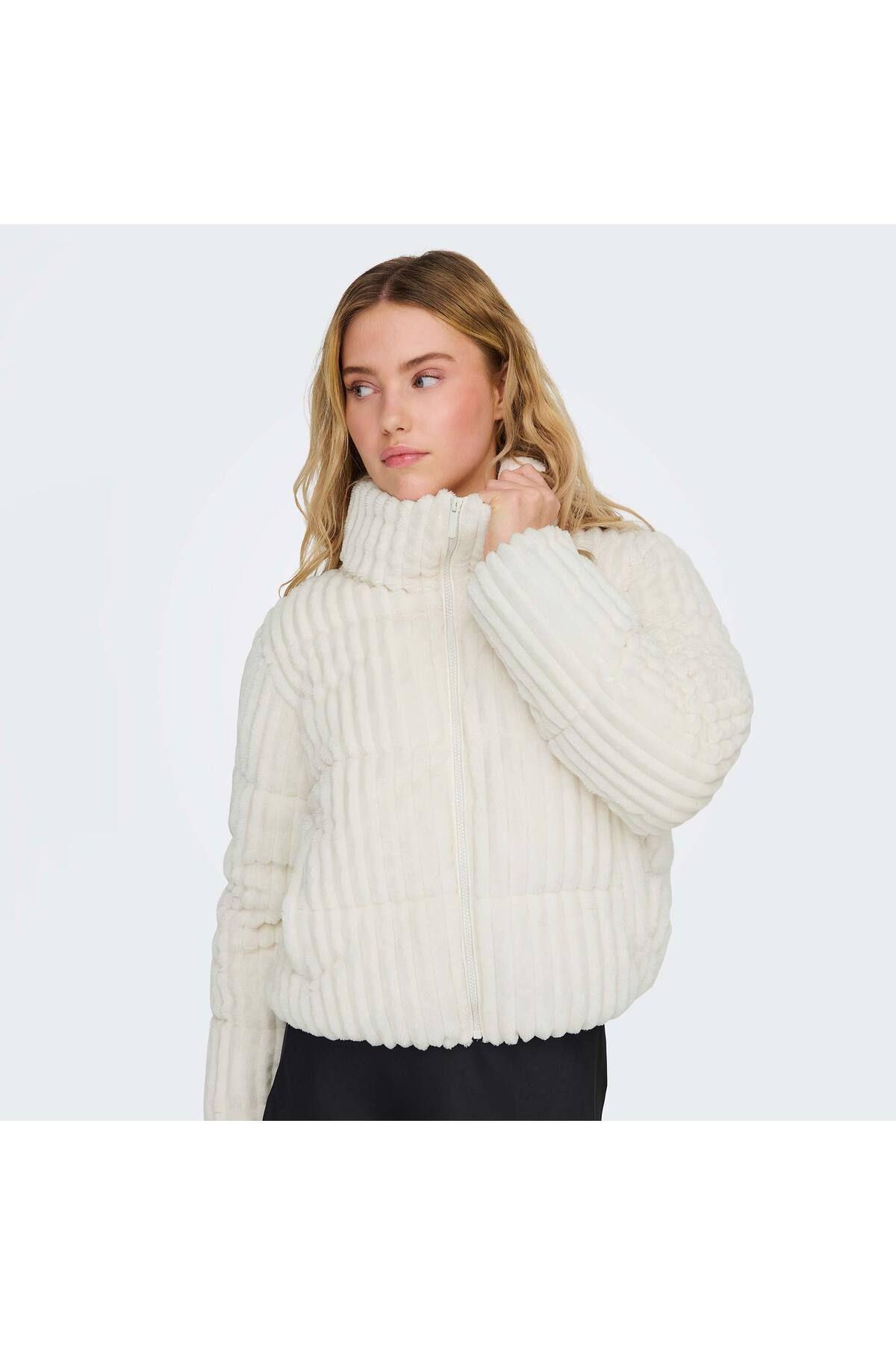 Paulina Corduroy Kadın Krem Polar Ceket (15322805-CD)
