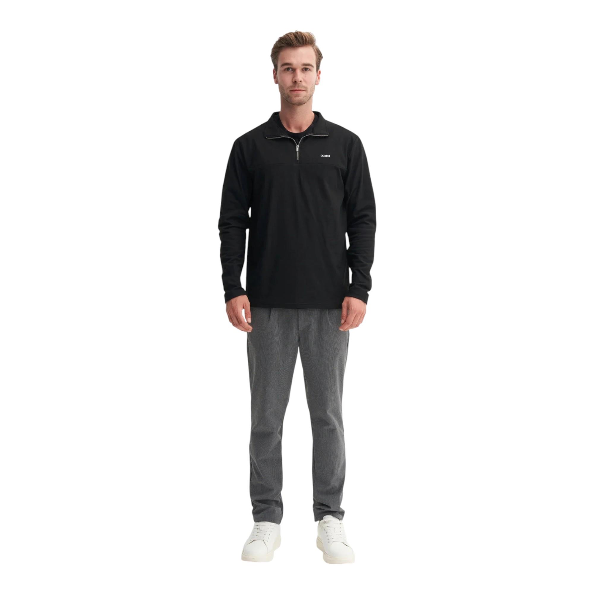 Regular Fit Likralı İnce Polar Dik Yaka Fermuarlı Sweatshirt-53080