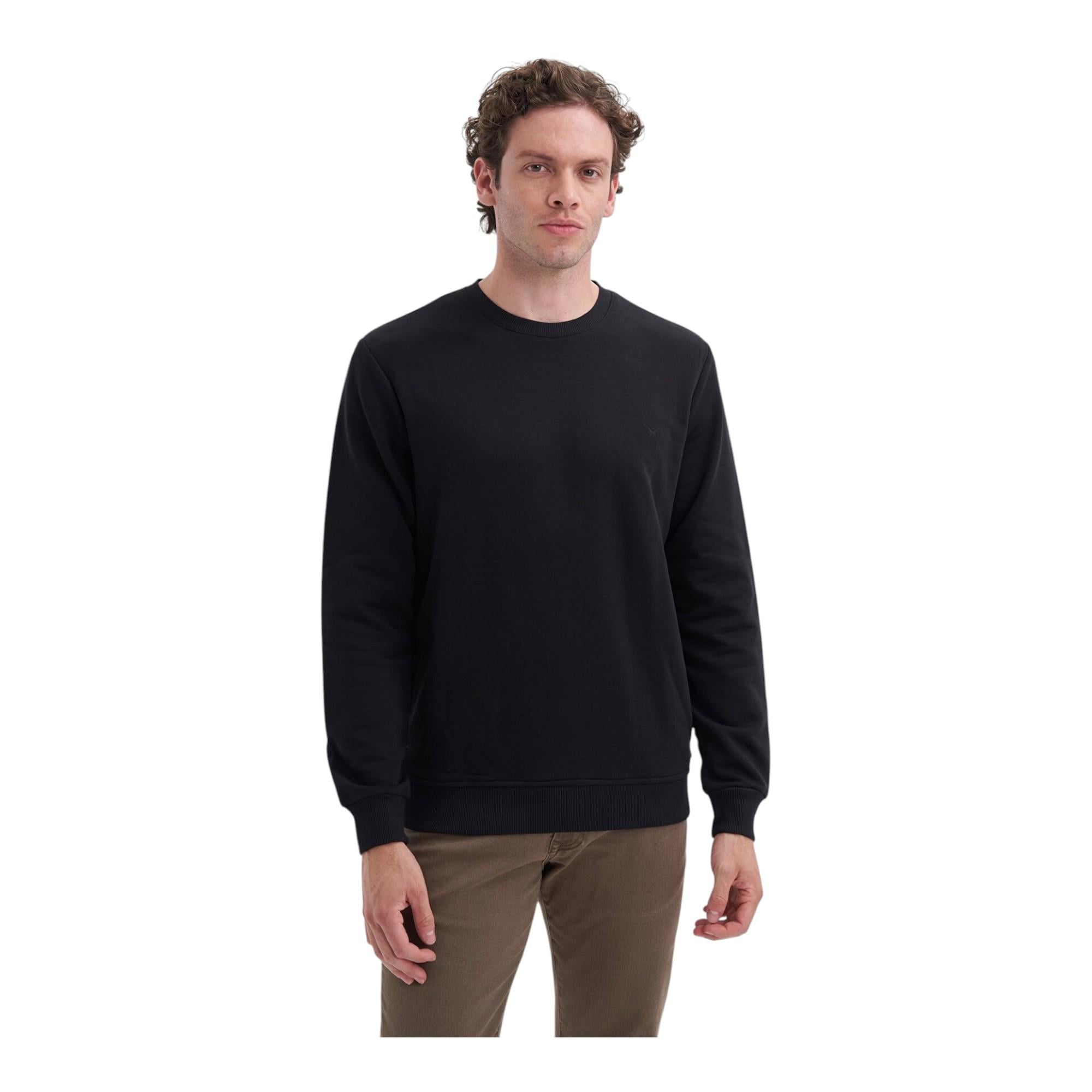 Slim Fit Likralı Pamuklu Süprem Kumaş Sweatshirt