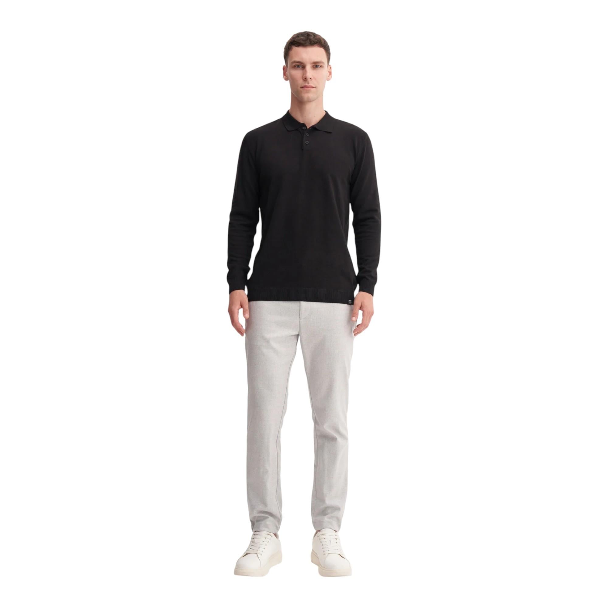 Slim Fit Viskon Kumaş Basic Polo Yaka Kazak