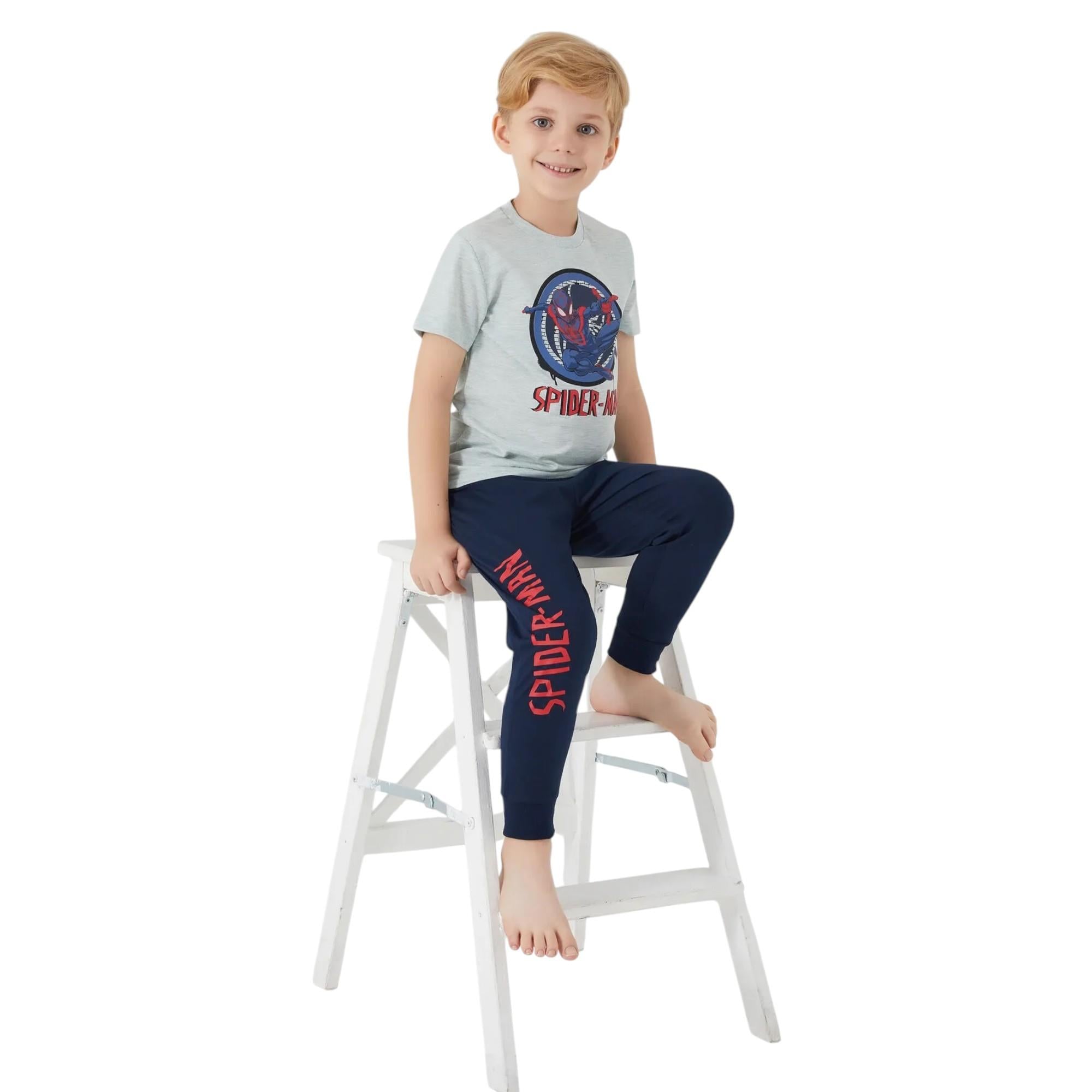 Spiderman Ring Gri Erkek Çocuk Kısa Kol Pijama Takım