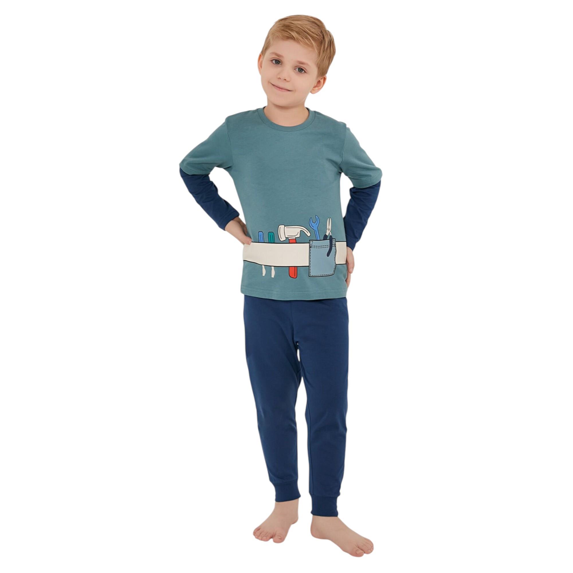 Tool Team Mavi Erkek Çocuk Uzun Kol Pijama Takım
