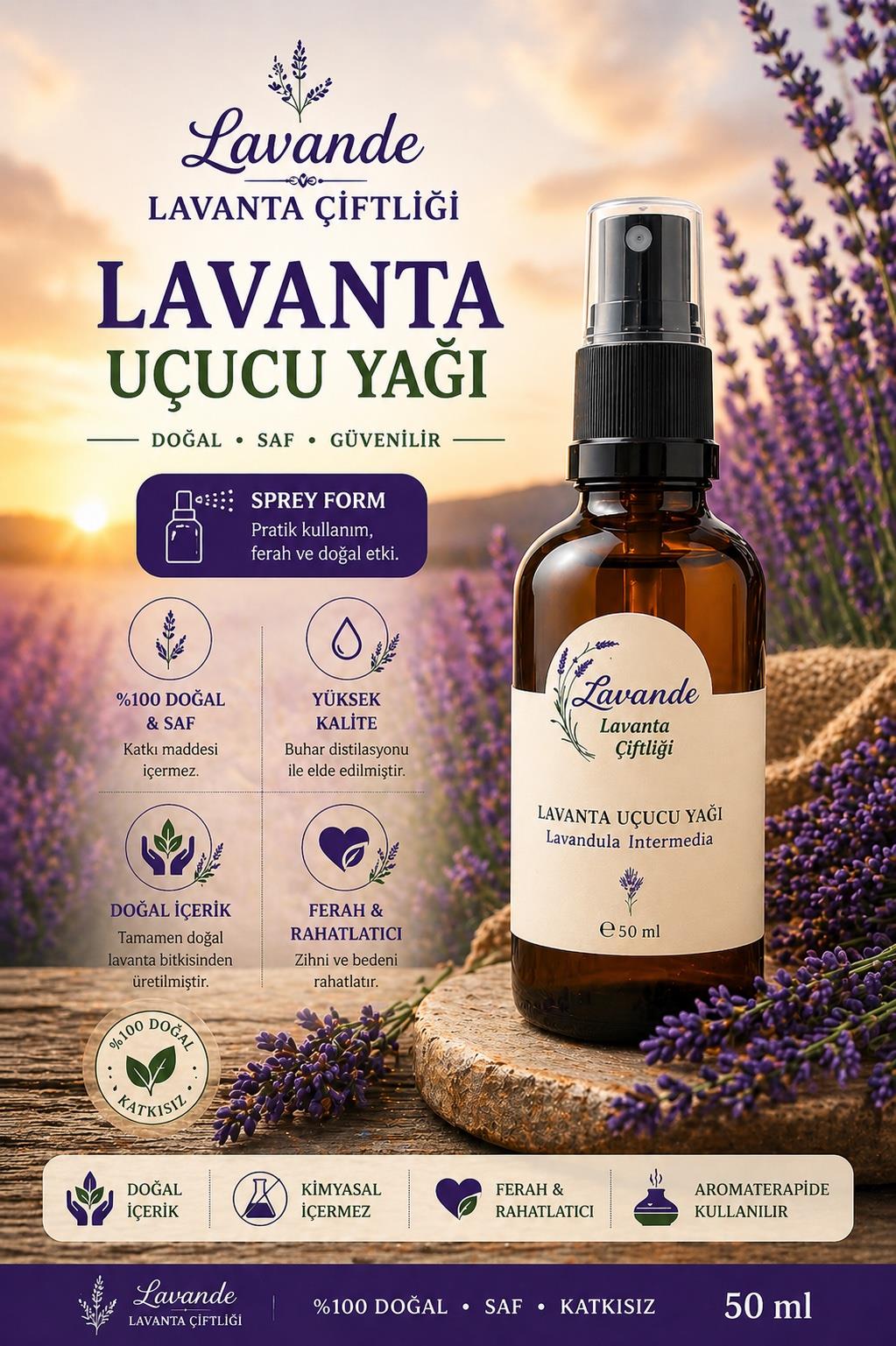 Lavanta Yağı (L. İntermedia) 50ml-Sprey
